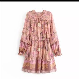 Boho Gypsy Wild Bloom Playdress Blush Floral Pink S wildflower free spirit tunic